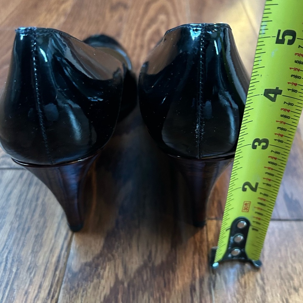 NEW! L.K.Bennett Zahara black patent leather wedge pumps tortoiseshell heel 40.5 - Picture 7 of 9